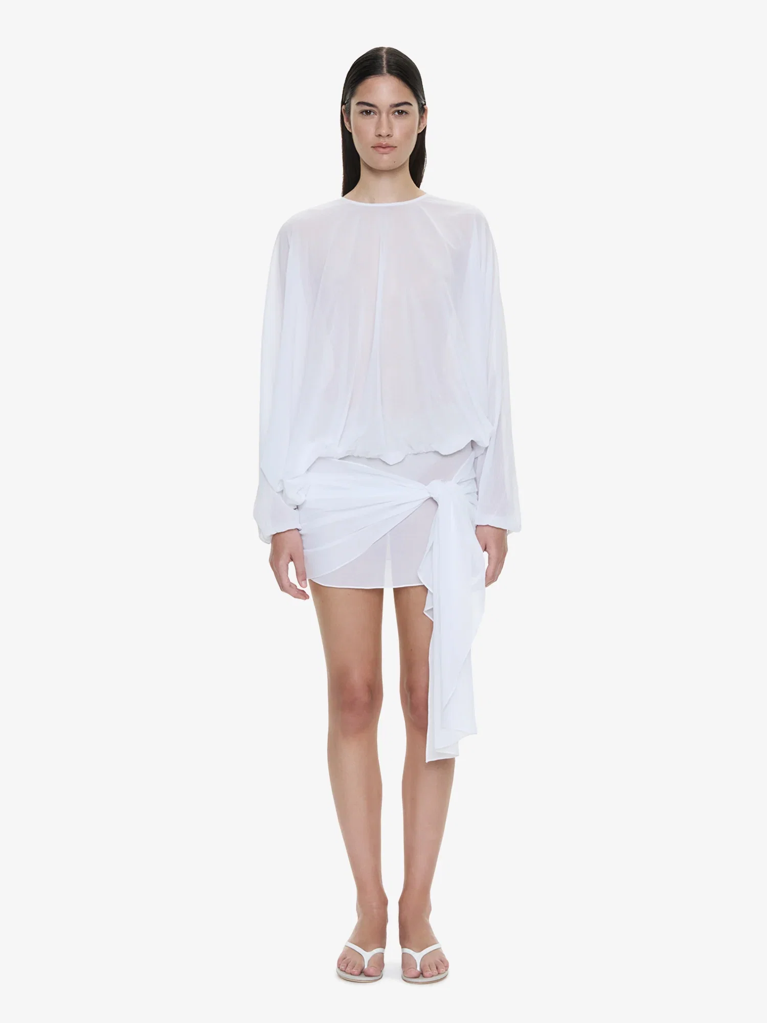 Image of Porto Tie Long Sleeve Mini Dress