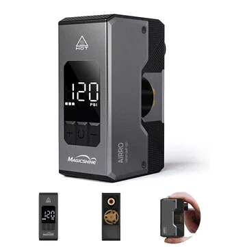 MAGICSHINE AIRRO Mini Bike Pump, Max 120 PSI Electric Bicycle Pump, Auto Stop, with Digital Pressure Gauge with Presta&Schrader, Universal for Bikes Inflation
