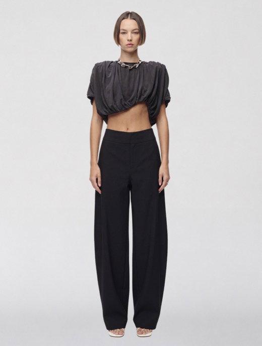 Charlotte Bubble Hem Top - Black