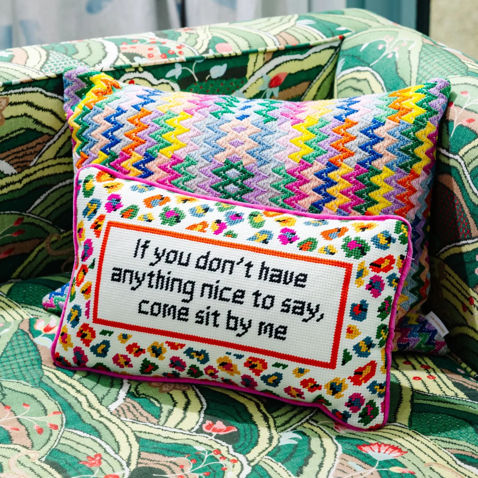 Image of Come Sit By Me Needlepoint Pillow
