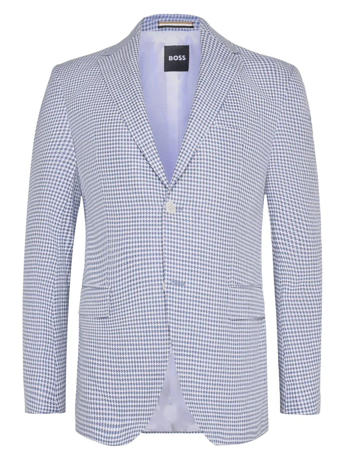 Single-breasted blazer in a linen-cotton blend with houndstooth pattern