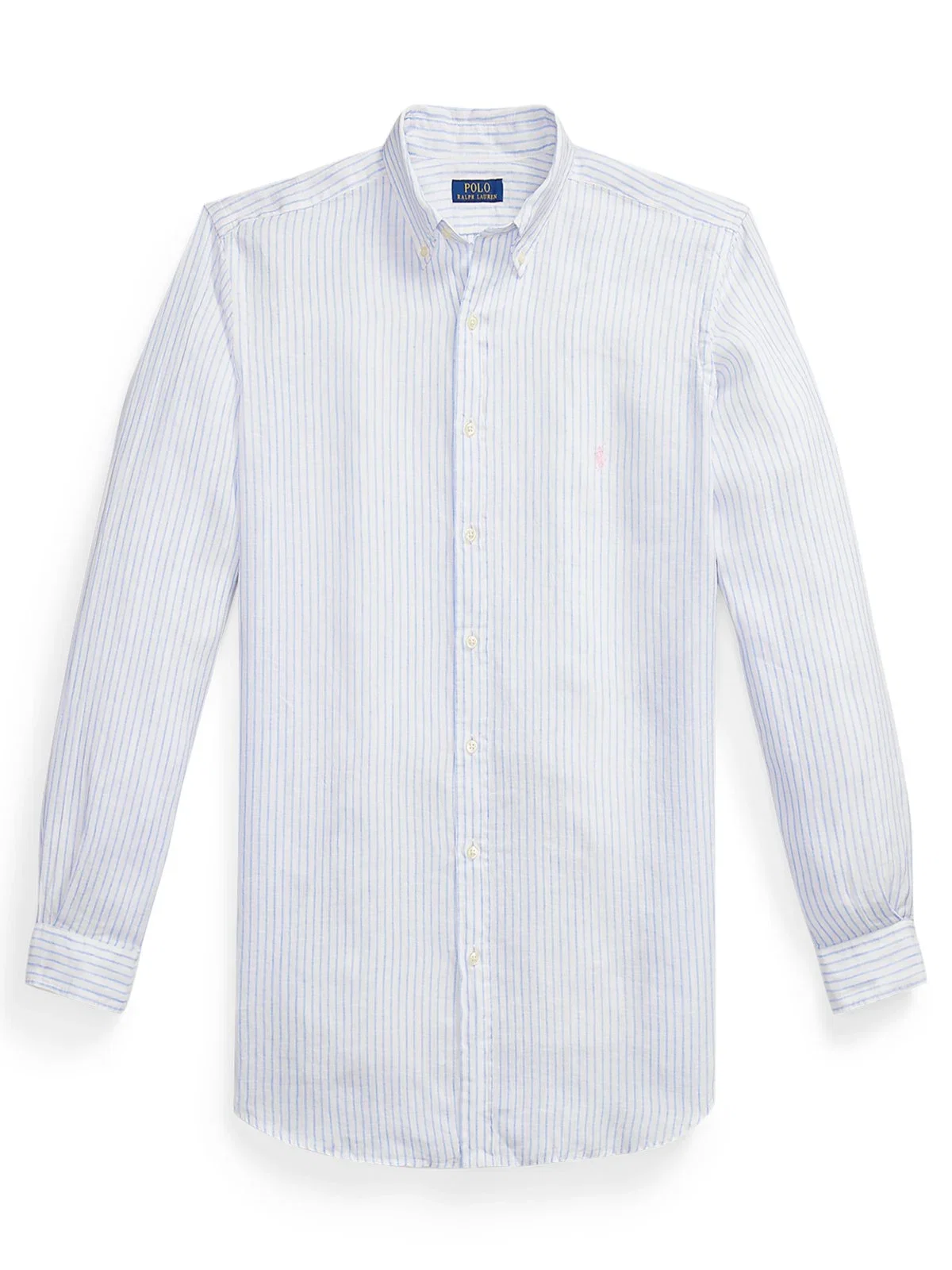 Lightweight linen shirt with stripes and pony embroidery