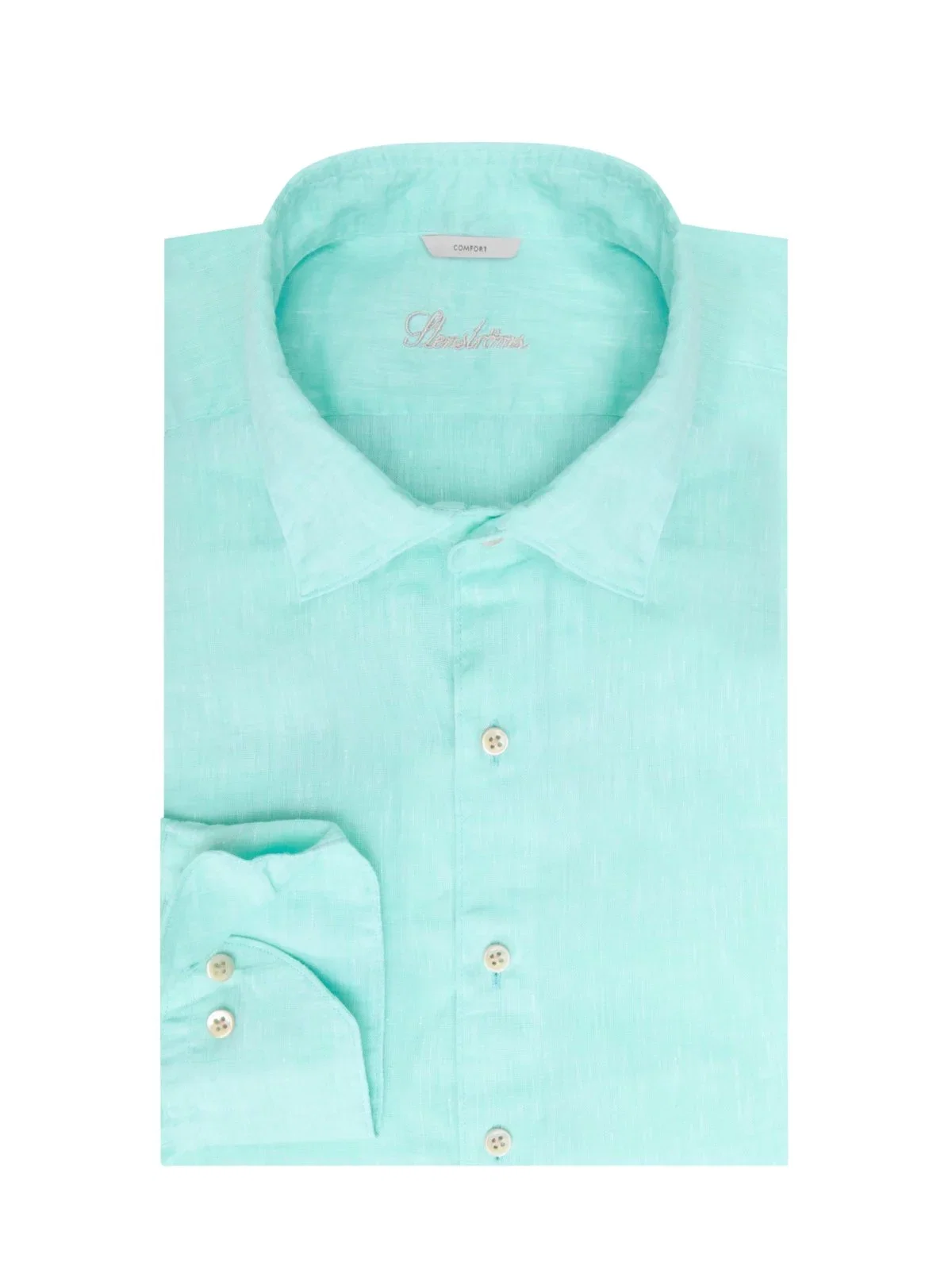 Solid color and lightweight linen shirt with shark collar