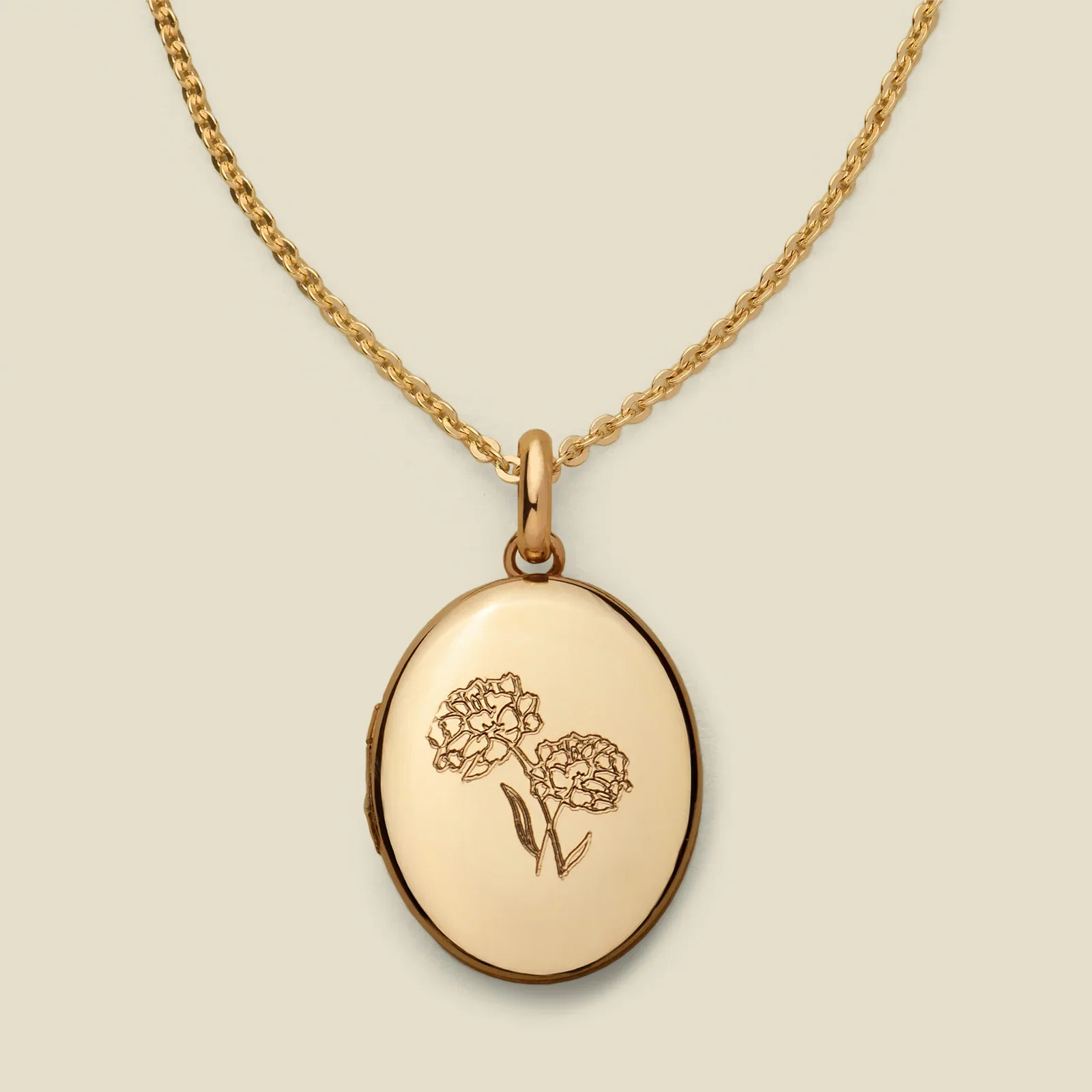 Image of Engravable Birth Flower Mini Locket Necklace
