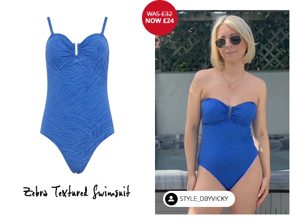 M&Co Cobalt Blue Zebra Textured Swimsuit