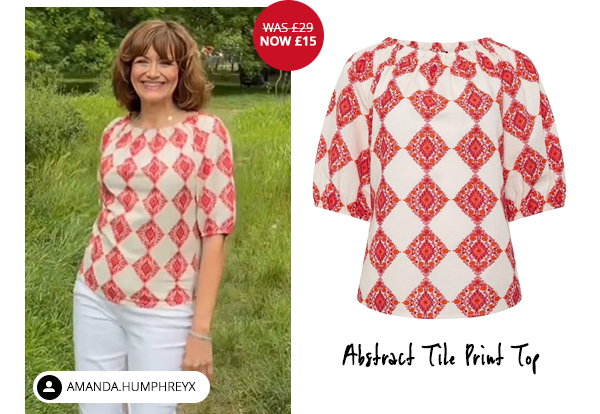 M&Co Ivory White Abstract Tile Print Top