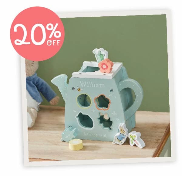 Personalised Peter Rabbit™ Watering Can Shape Sorter FSC®