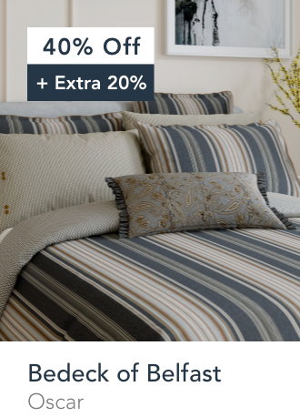 Save 40% + Extra 20% Bedeck of Belfast Oscar Bedding in Charcoal & Tan