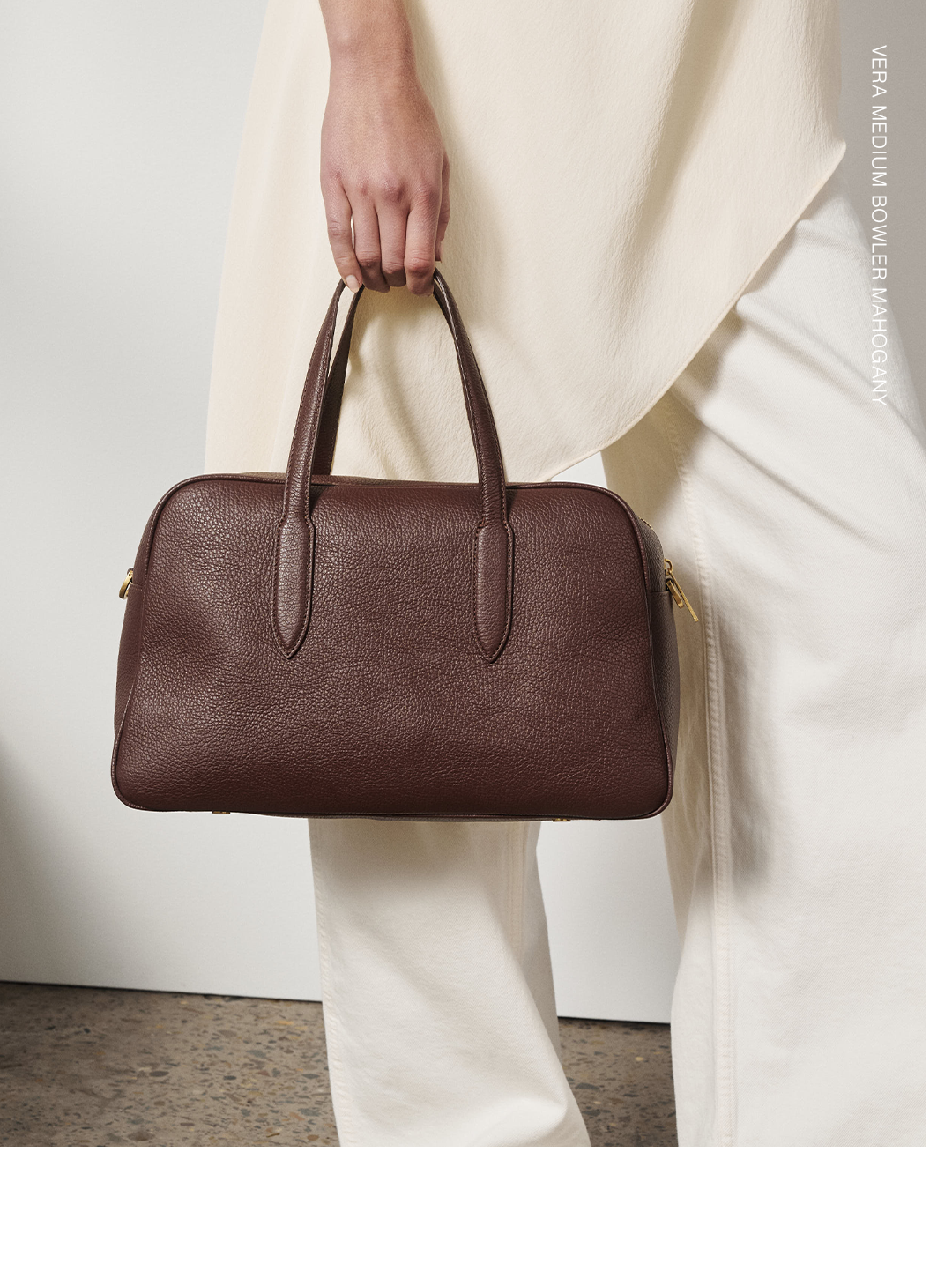 Vera Mahogany Medium Bowler Bag