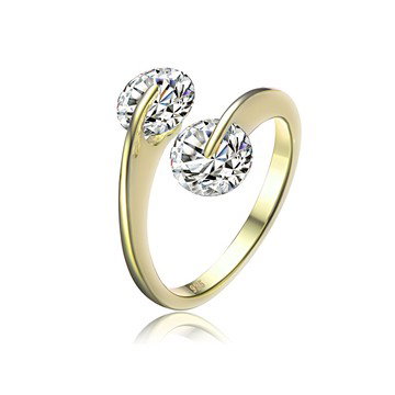 Clear Cubic Zirconia, 14k Yellow Gold Over Sterling Silver Bypass Ring 2.5ctw