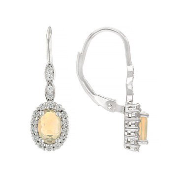 White Ethiopian Opal Rhodium Over Sterling Silver Earrings 0.90ctw