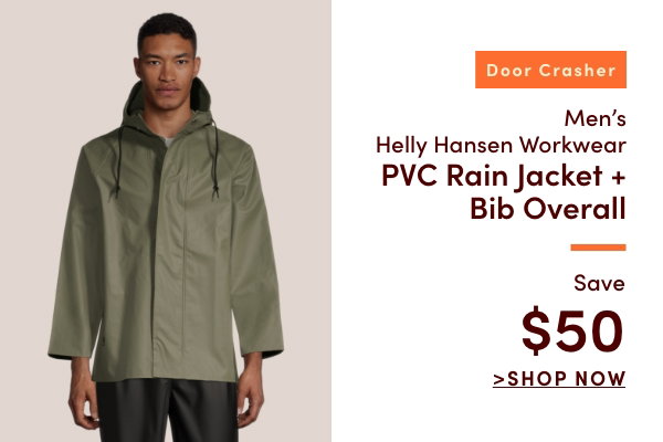 Door Crasher Men's Helly Hansen Workwear PVC Rain Jacket & Bib Overall Save $50