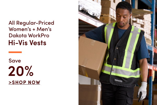 All Regular-Priced Women's + Men's Dakota WorkPro Hi-Vis Vests Save 20%