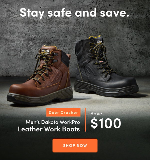 Door Crasher Men's Dakota WorkPro Leather Work Boots Save $100