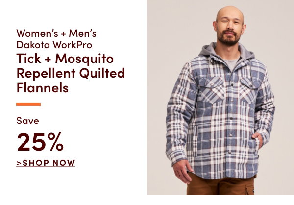 Women's + Men's Dakota WorkPro Tick & Mosquito Repellent Quilted Flannels Save 25%