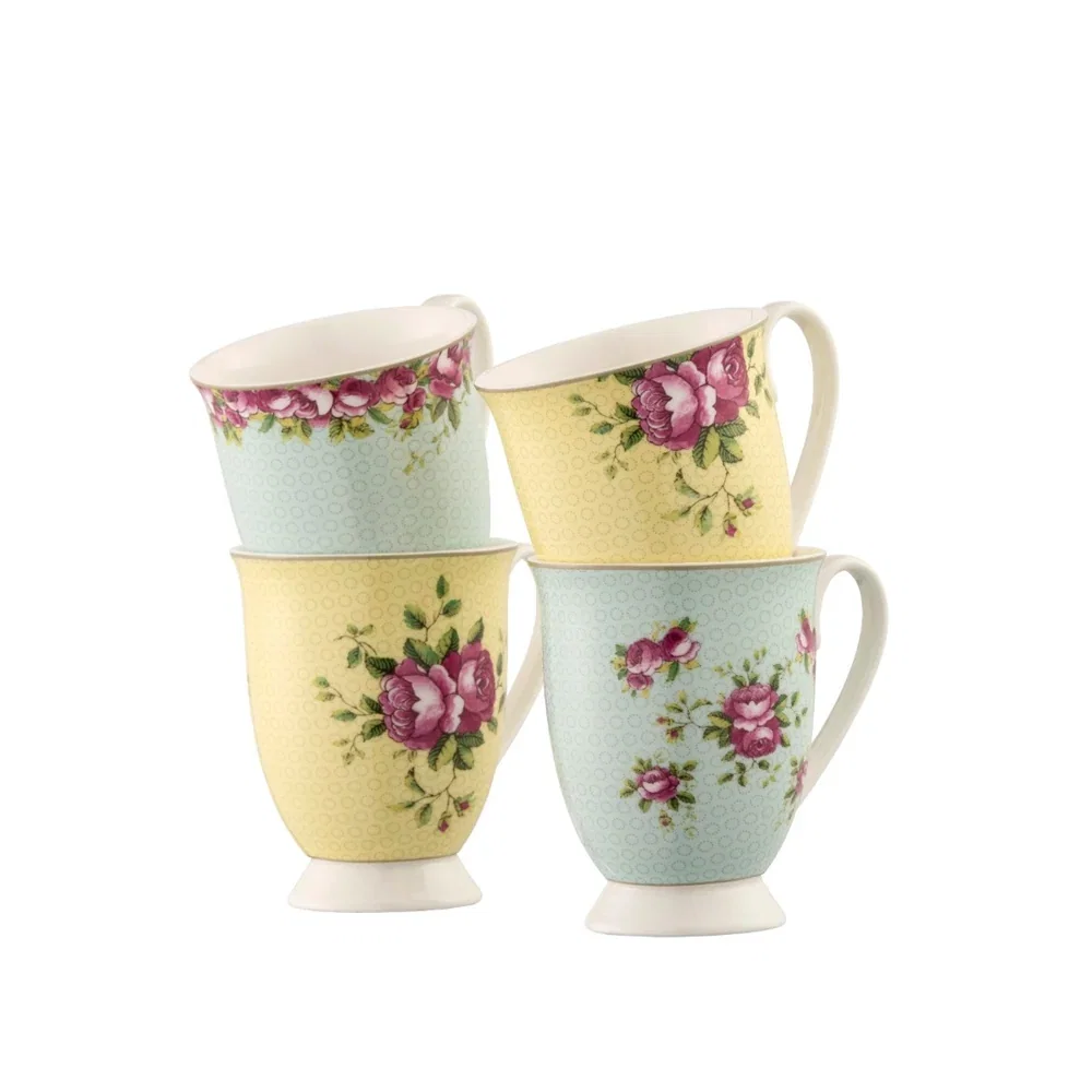Image of Aynsley Archive Rose Footed Mug Set
