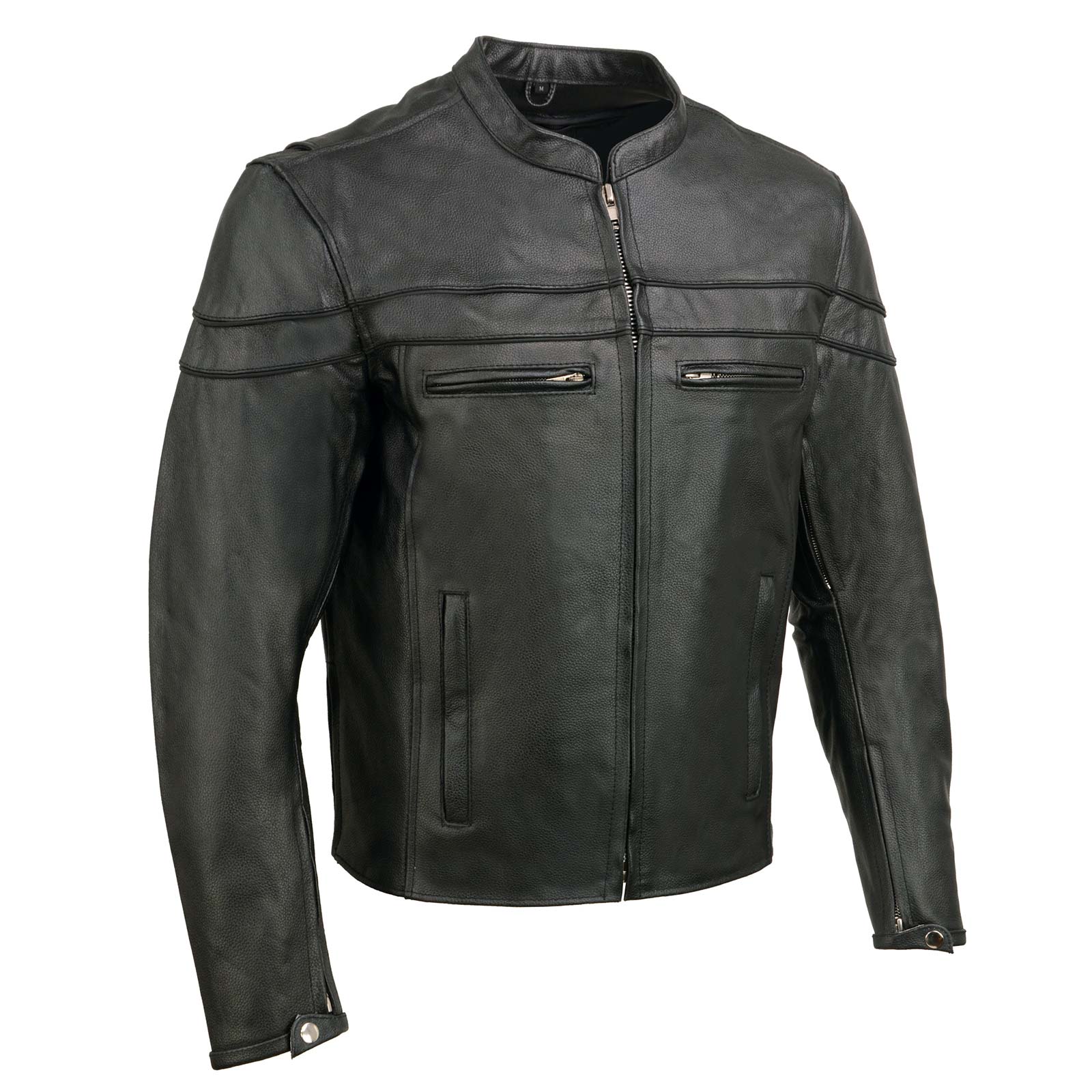 Image of Event Leather EL1408 Men's Black Sporty Scooter Crossover Motorcycle Leather Jacket - Motorcycle Riding Jackets