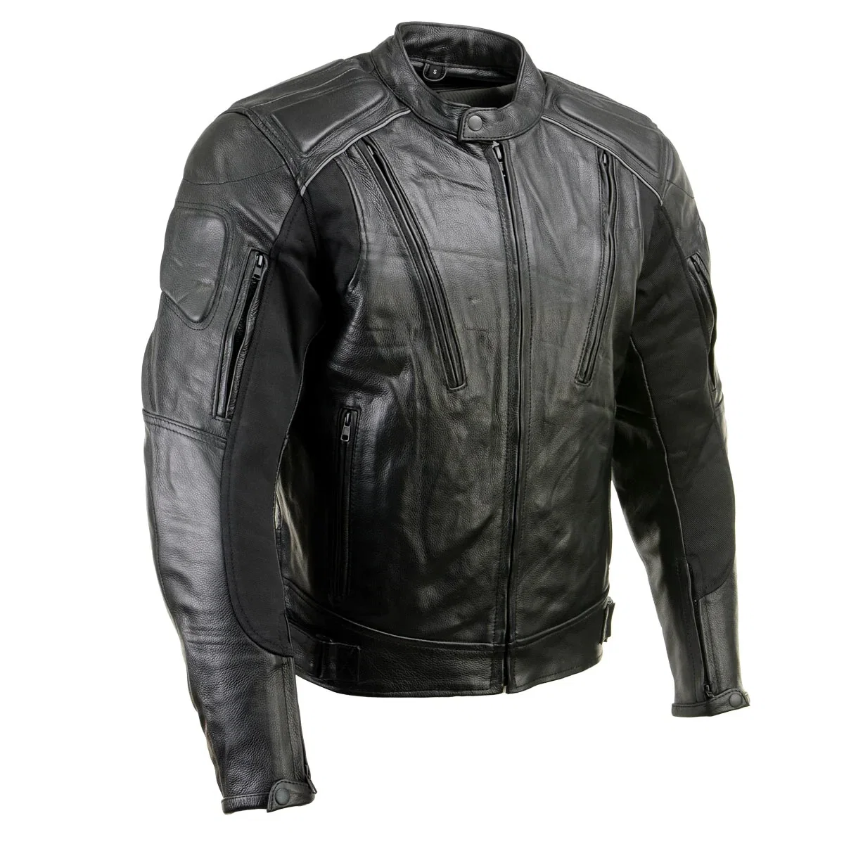 Image of Milwaukee Leather LKM17007 Men's Premium Black Leather Motorcycle Bikers Rider Jacket w/ CE Armor