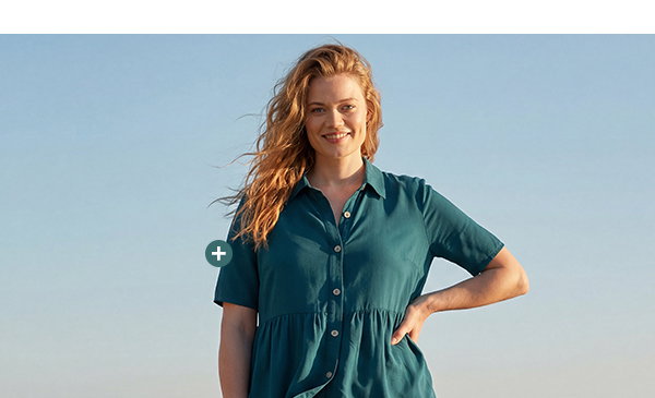 Shirtblouse, schootje, A-lijn, overhemdkraag, korte mouwen