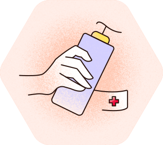 Illustration einer Sonnencreme und eines Erste-Hilfe-Pflasters als Symbol für die Reiseapotheke.