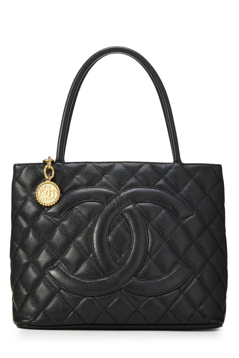 Black Quilted Caviar Medall...