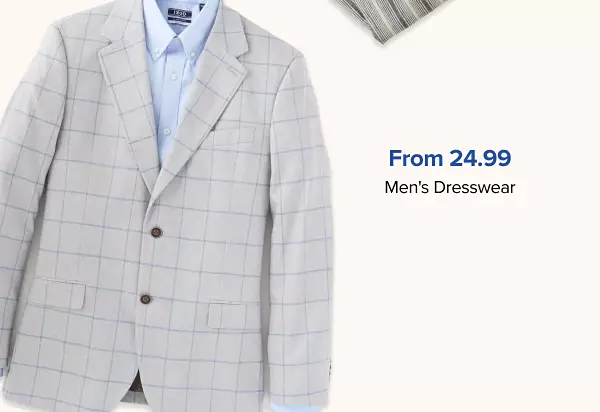 From 24.99 mens dresswear. Shop now. A gray blazer.