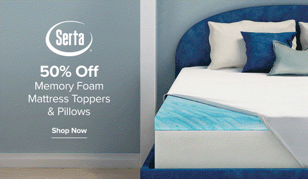 Serta. 50% off memory foam mattress toppers and pillows. Shop now. A mattress and pillows.