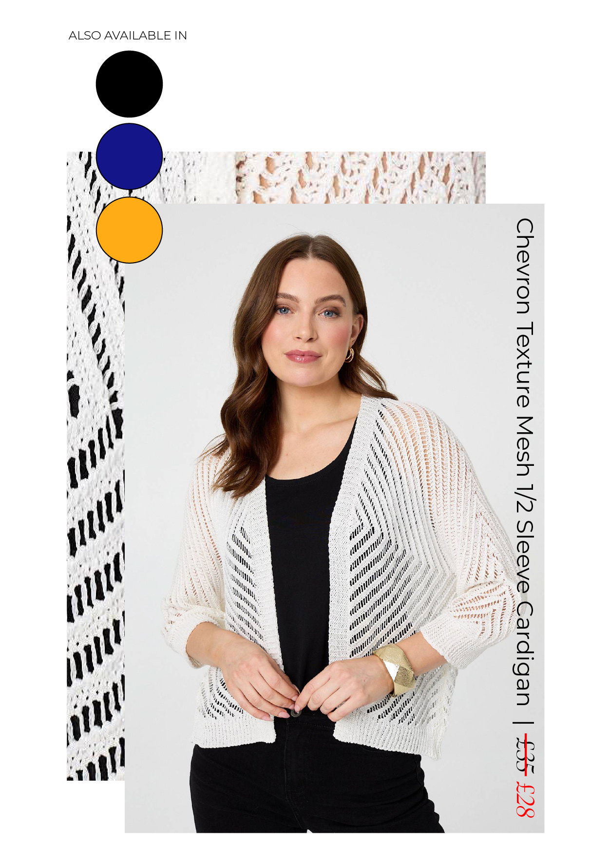 Chevron Texture Mesh 1/2 Sleeve Cardigan | Shop Now