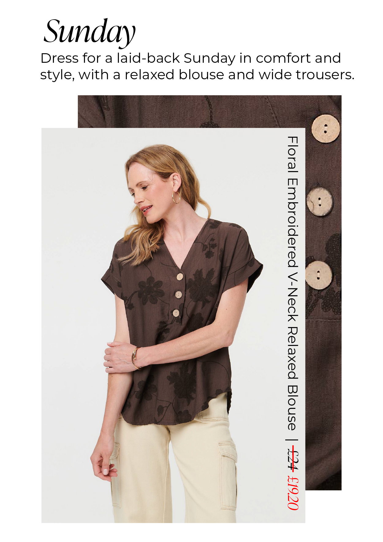 Floral Embroidered V-Neck Relaxed Blouse | Shop Now