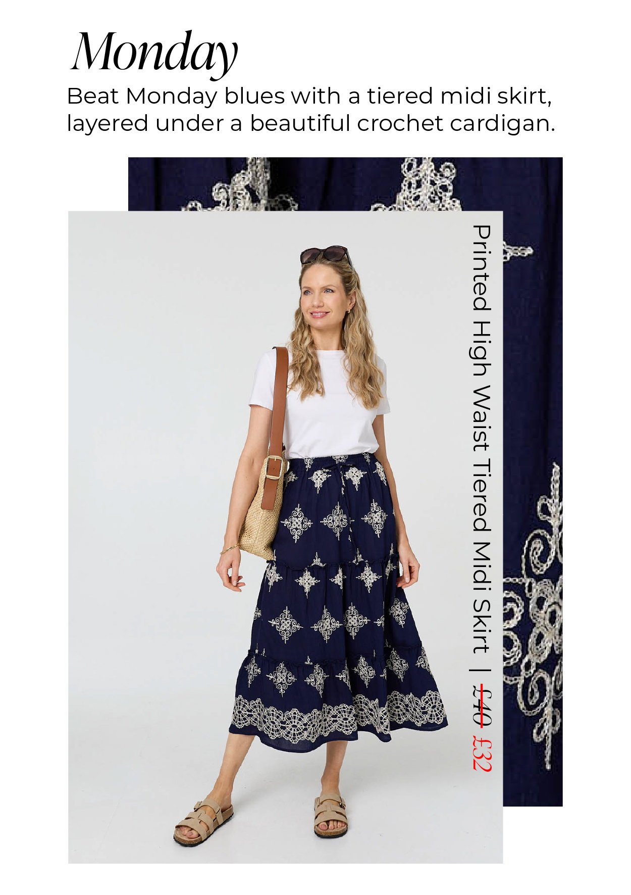 Printed High Waist Tiered Midi Skirt | Shop Now