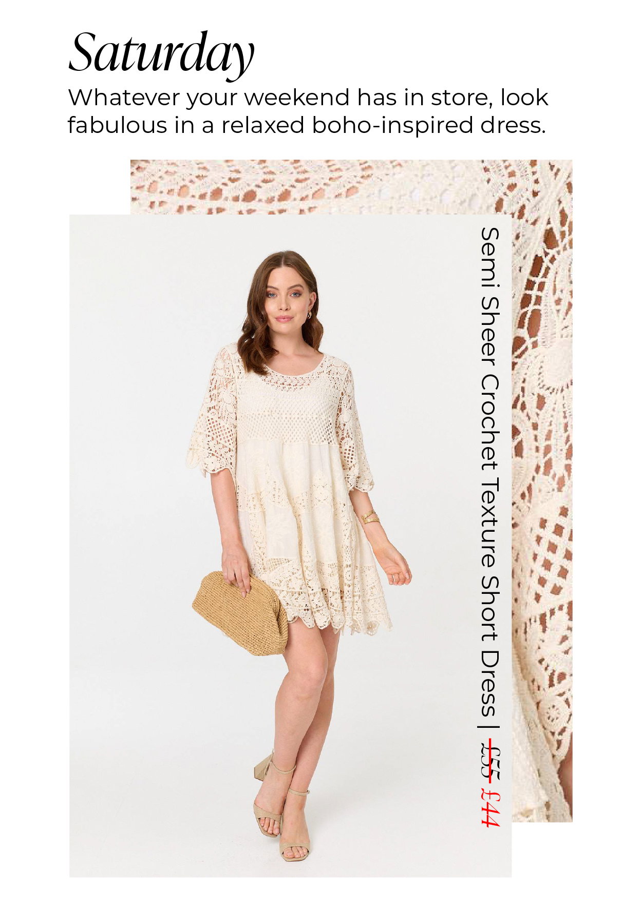 Semi Sheer Crochet Texture Short Dress | Shop Now