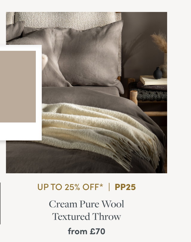 Cream Pure Wool Textured Throw