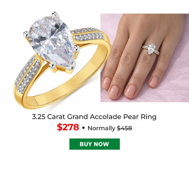 3 25 Carat Grand Accolade Pear Ring Gold Clad