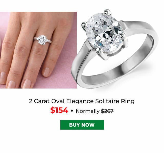 2 Carat Oval Elegance Solitaire Ring Platinum Clad