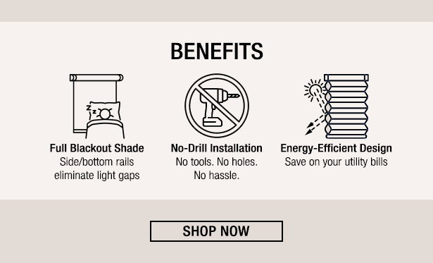 Total Blackout Honeycomb Shades with No-Drill Installation