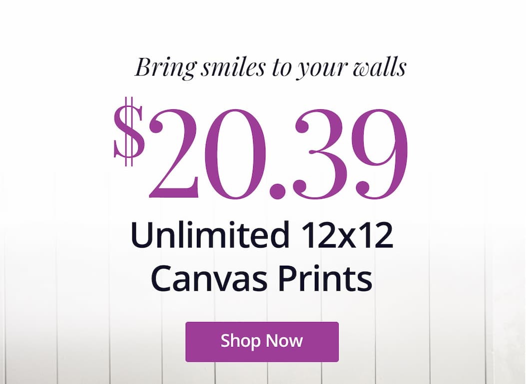 Bring smiles to your walls with unlimited 12x12 Canvas Prints for $20.39 each! Shop Now