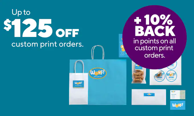 Your business. Summer ready!
Up to $125 off custom print orders + 10% back in points on all custom print orders
30% off custom labels
20% off custom posters
