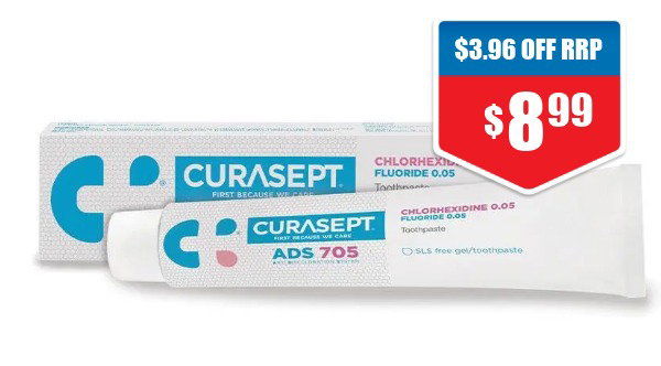 Shop Curasept Toothpaste 0.05% Chlorhexidine 0.05% Fluoride SLS Free 75ml at Chemist Warehouse sale ends 5 August 2026