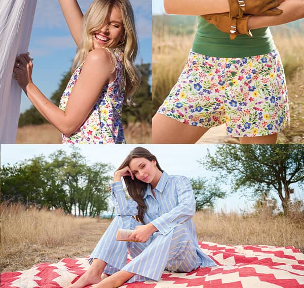 collage of models in Unwind loungewear