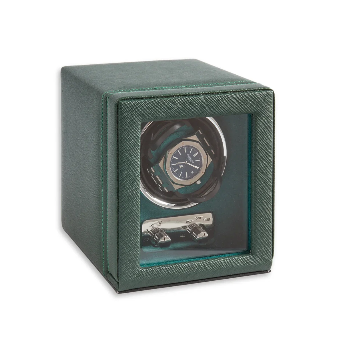 Image of Single Watch Winder in Hunter Green Leather