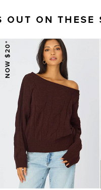 Brown Cable Knit Off Shoulder Top