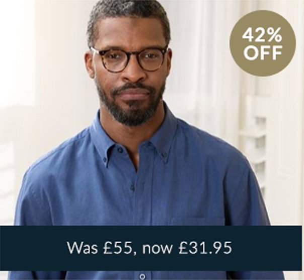 Shop men's navy linen-blend button-down shirt