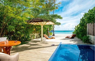 Private pool at luxury resort in the Maldives.