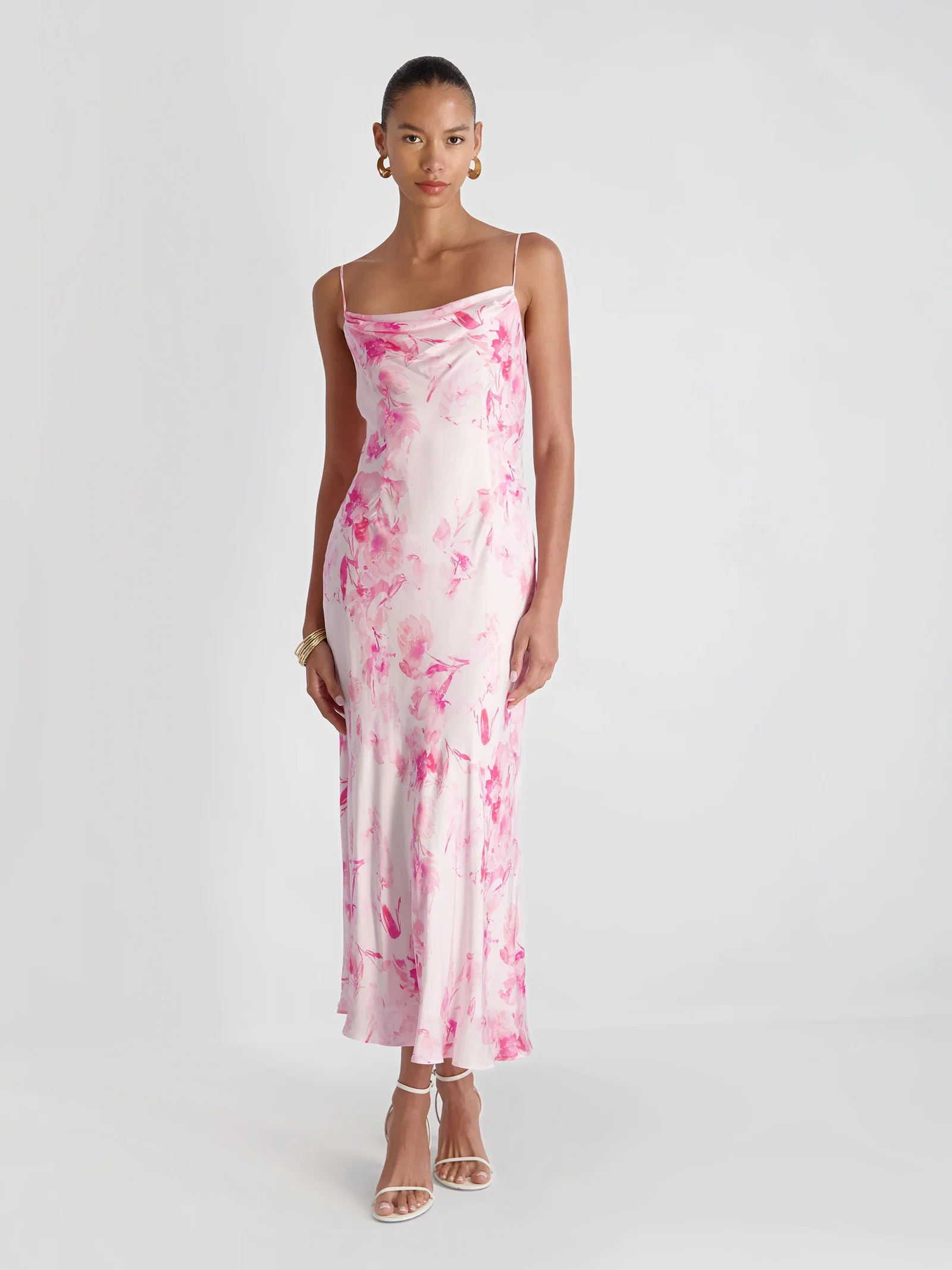 Image of OONA SATIN SOPHIE FLEUR MIDI DRESS