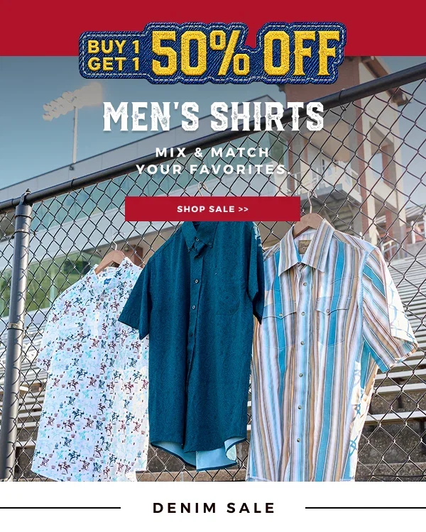 BUY 1 GET 1 50% OFF MEN'S SHIRTS | MIX & MATCH FAVORITES | SHOP SALE >>