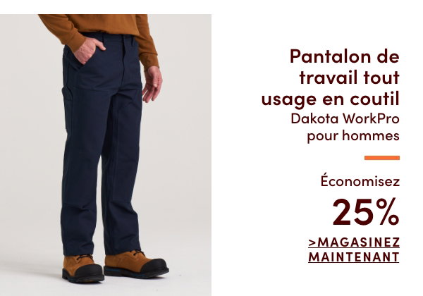 Pantalon de travail tout usage en coutil Dakota WorkPro pour hommes économisez 25%
