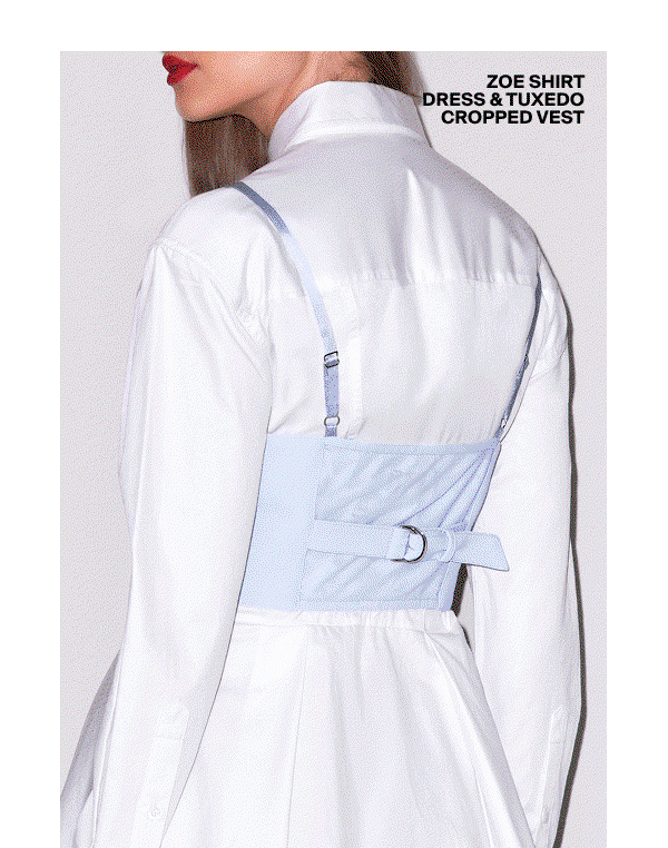 Zoe Shirt Dress & Tuxedo Cropped Vest