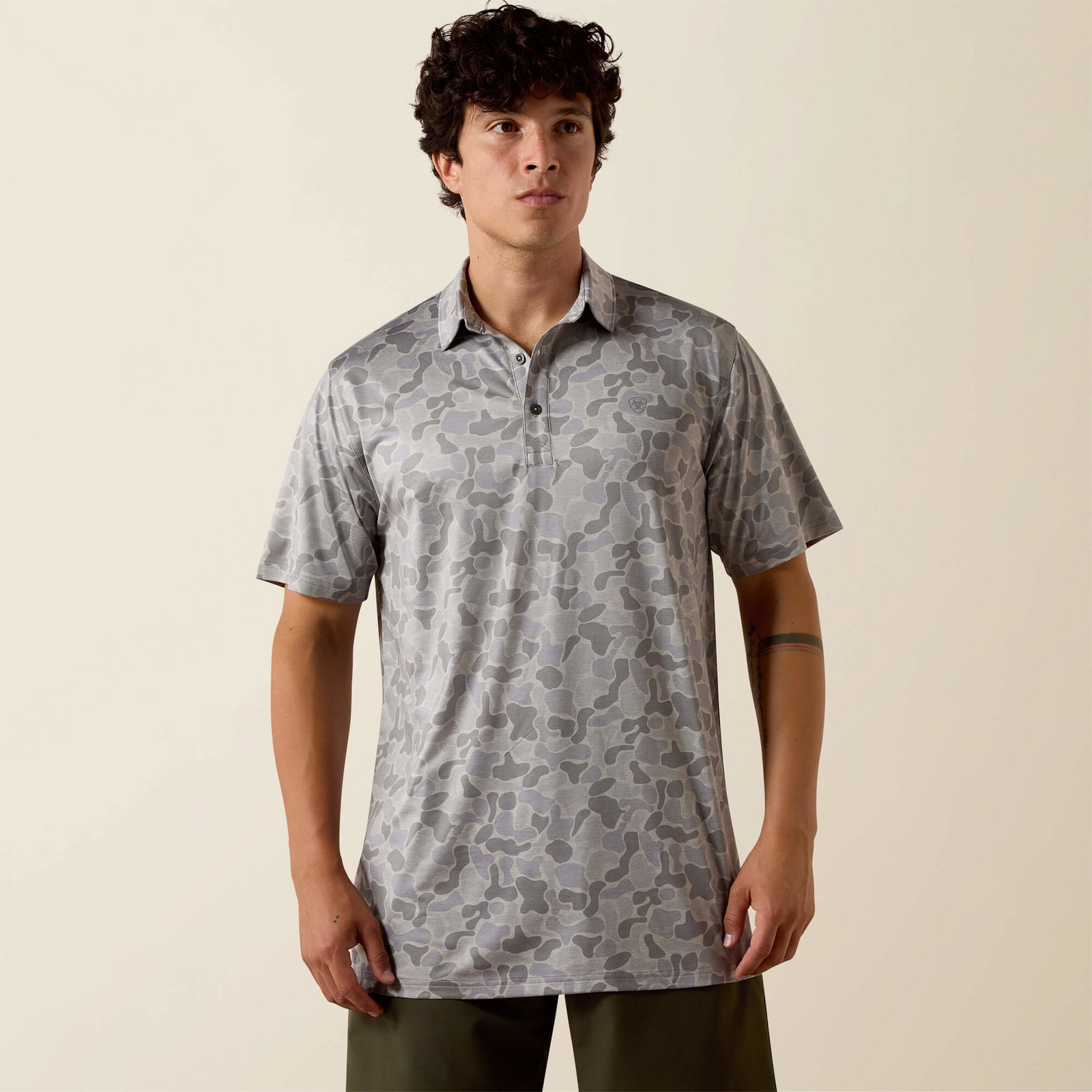 Men’s All Over Print Heathered Fitted Polo
