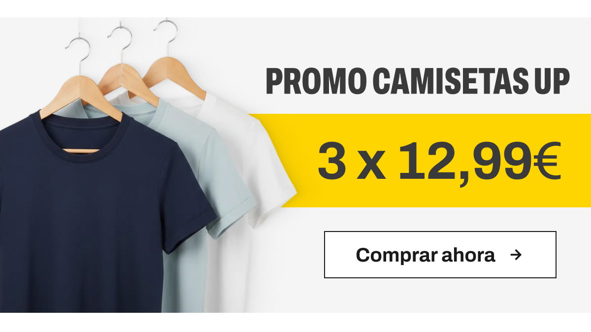 Promoción camisetas up 3x12,99€ botón comprar ahora