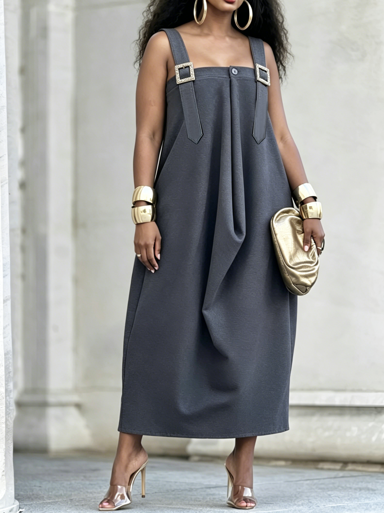 Urban Plain Square Neck Maxi Dress